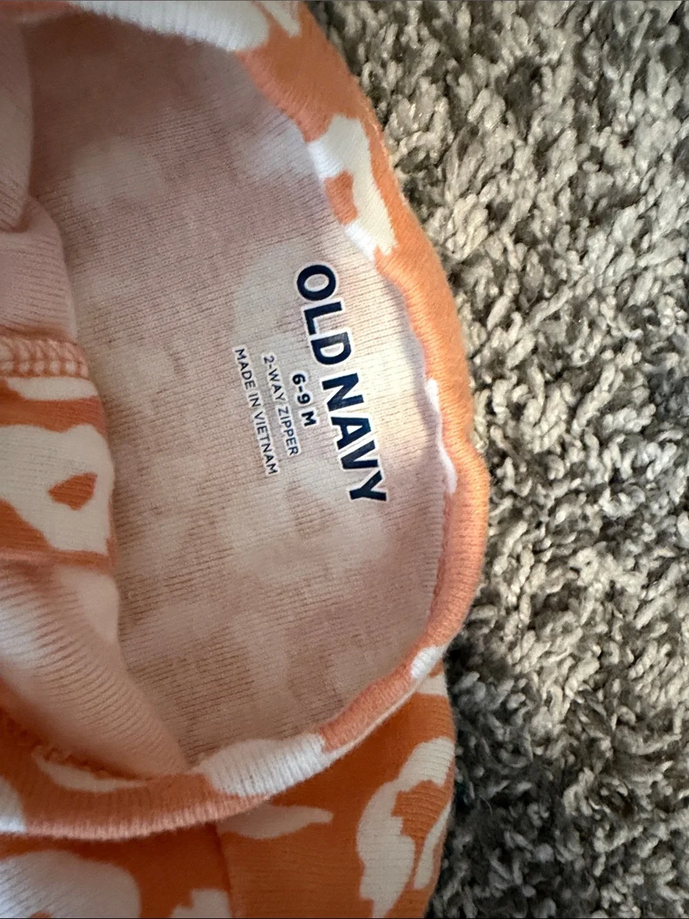Old Navy Orange and White Leopard-Print Footed One-Piece